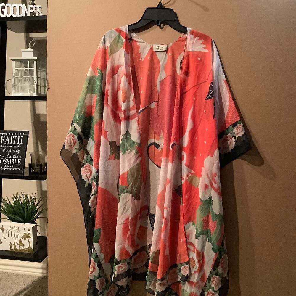 Just Classic Bungy Orange Sheer Kimono